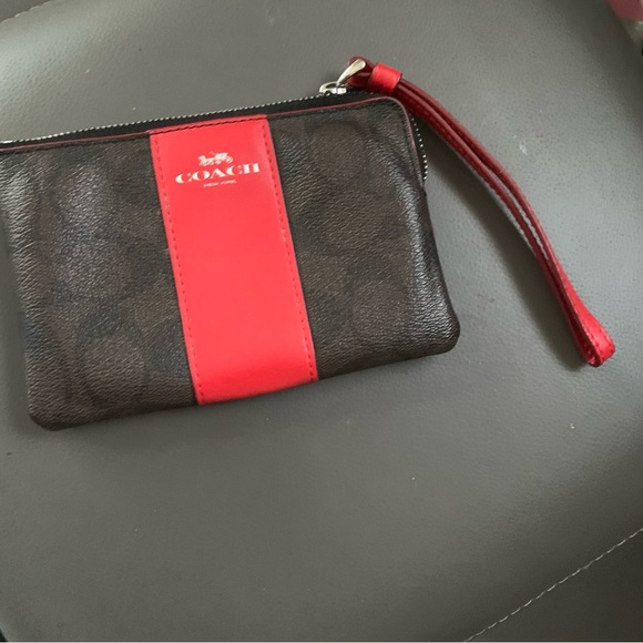 Coach Red and Brown Wristlet - Picture 1 of 3